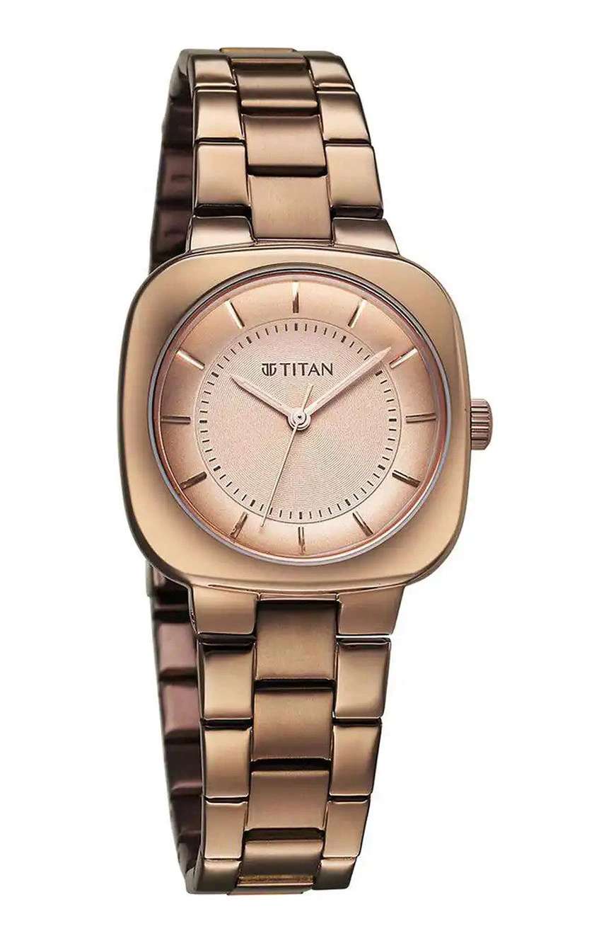 Titan Horizon Quartz Analog Brown Dial Stainless Steel Strap Watch For Women