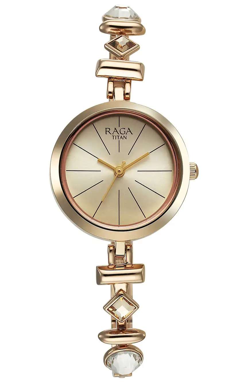 Titan Raga Viva Quartz Analog Champagne Dial Metal Strap Watch for Women