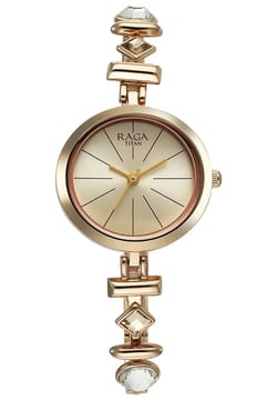 Titan Raga Viva Quartz Analog Champagne Dial Metal Strap Watch for Women