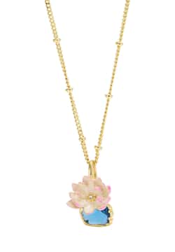 Les Nereides Pink Water Lily Necklace