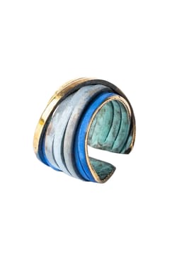 Fili Plaza Efimera adjustable bronze ring, blue green