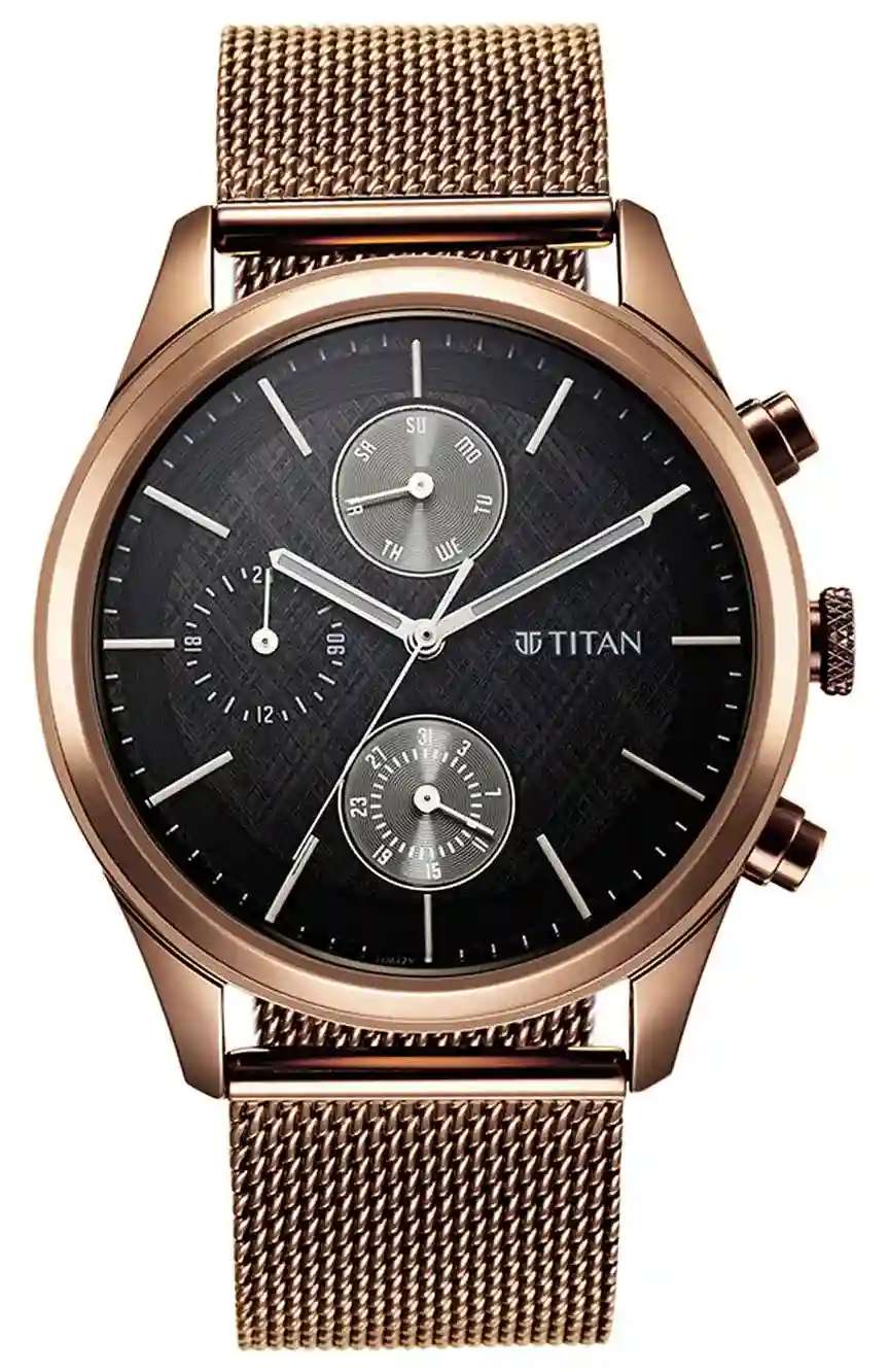 Titan Neo Splash Black Dial Analog Quartz Stainless Steel Strap watch for Men