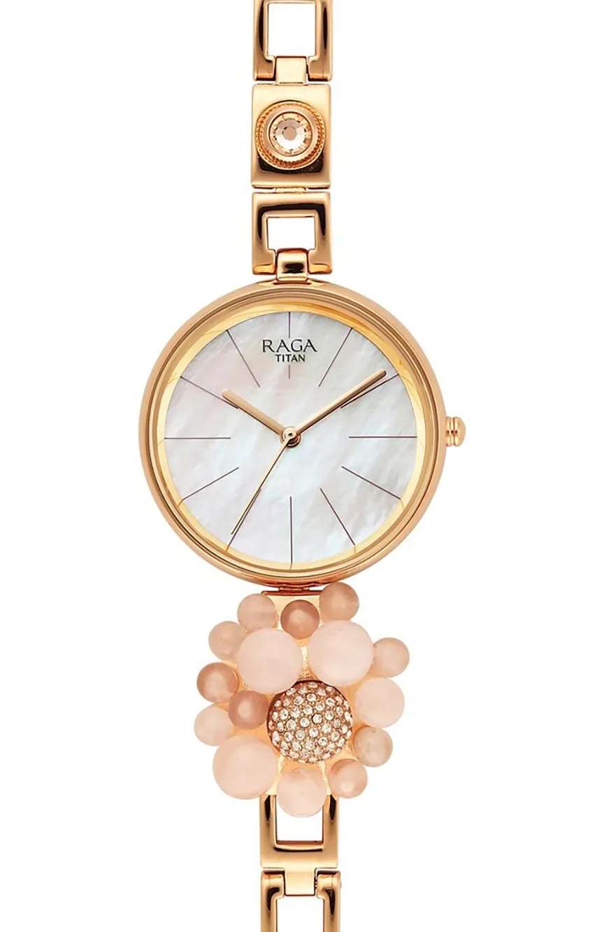 Titan Raga Delight Mother Of Pearl Dial Analog Stainless Steel Strap watch for Women