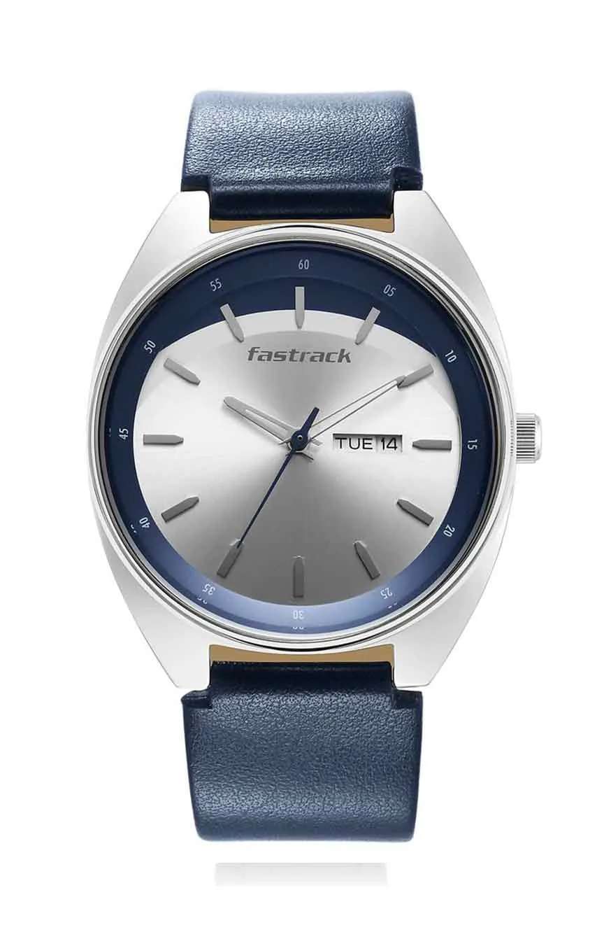 Titan Fastrack Snob X Silver Dial Leather Strap Watch for Guys