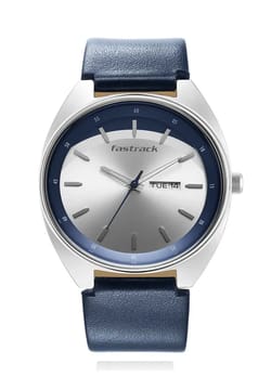 Titan Fastrack Snob X Silver Dial Leather Strap Watch for Guys