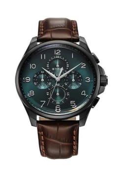 Titan Classic Chrono Blue Dial Quartz Multifunction Leather Strap watch for Men