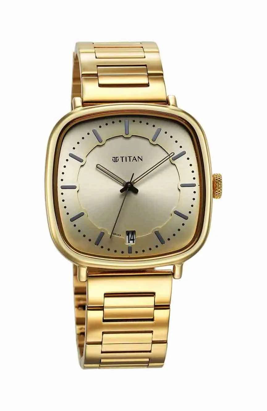 تيتان ساعة تيتان بلون الشامبانيا وسوار معدني