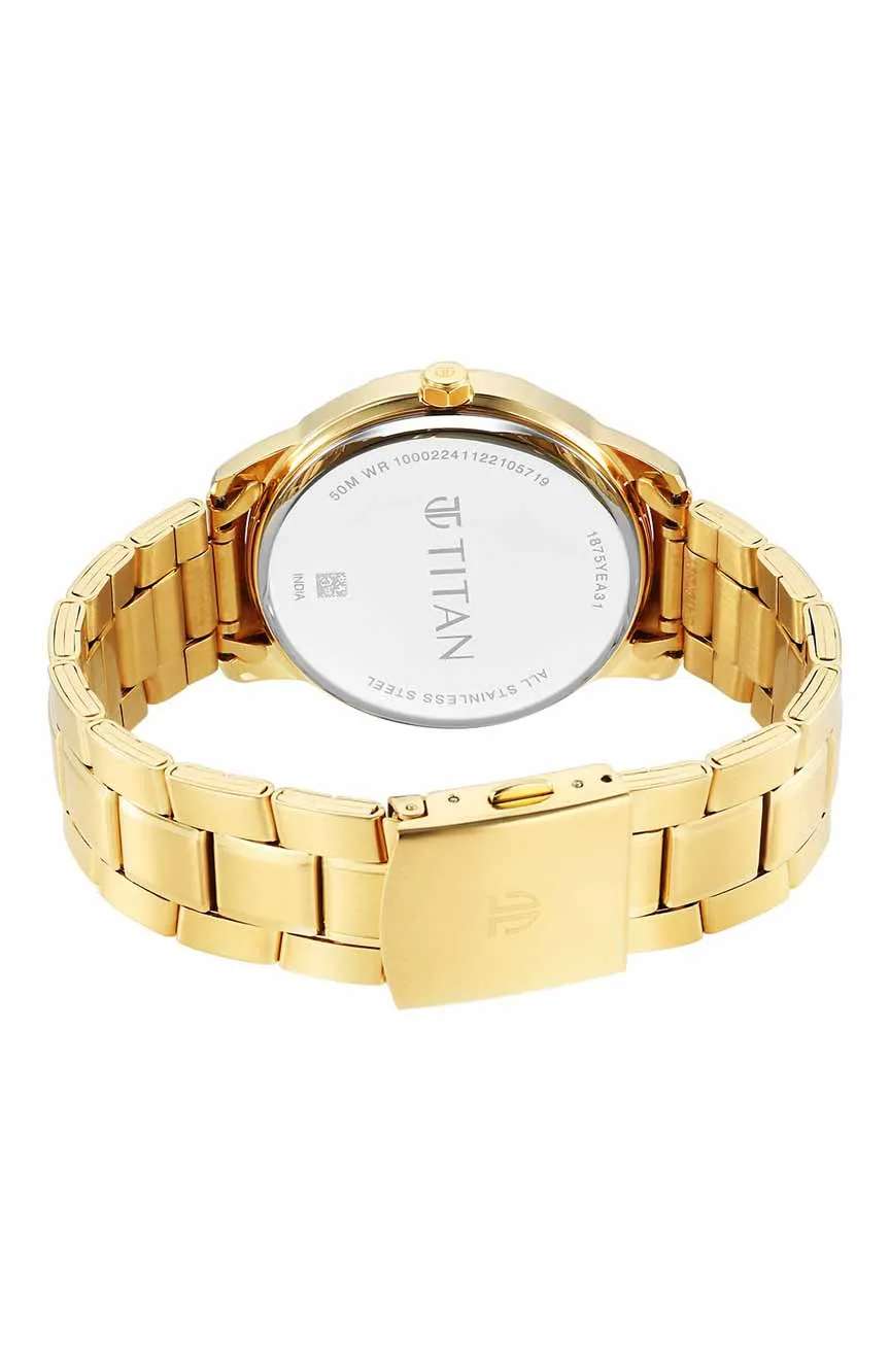 Titan Regalia Opulent Blue Dial Analog with Day and Date Metal Strap watch for Men