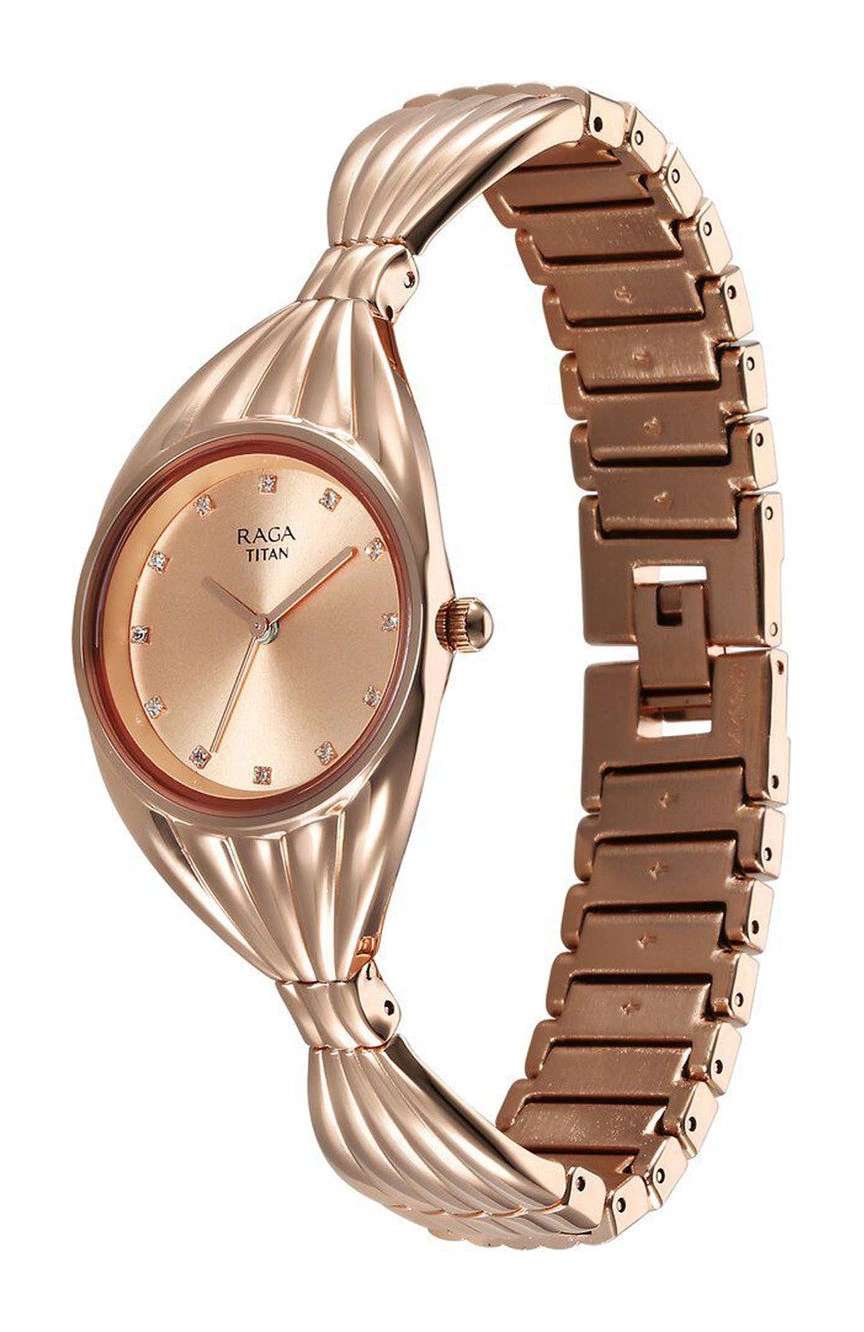 Titan Raga Memoirs Quartz Analog Rose Gold Dial With Rose Gold Metal Strap Watch For Women