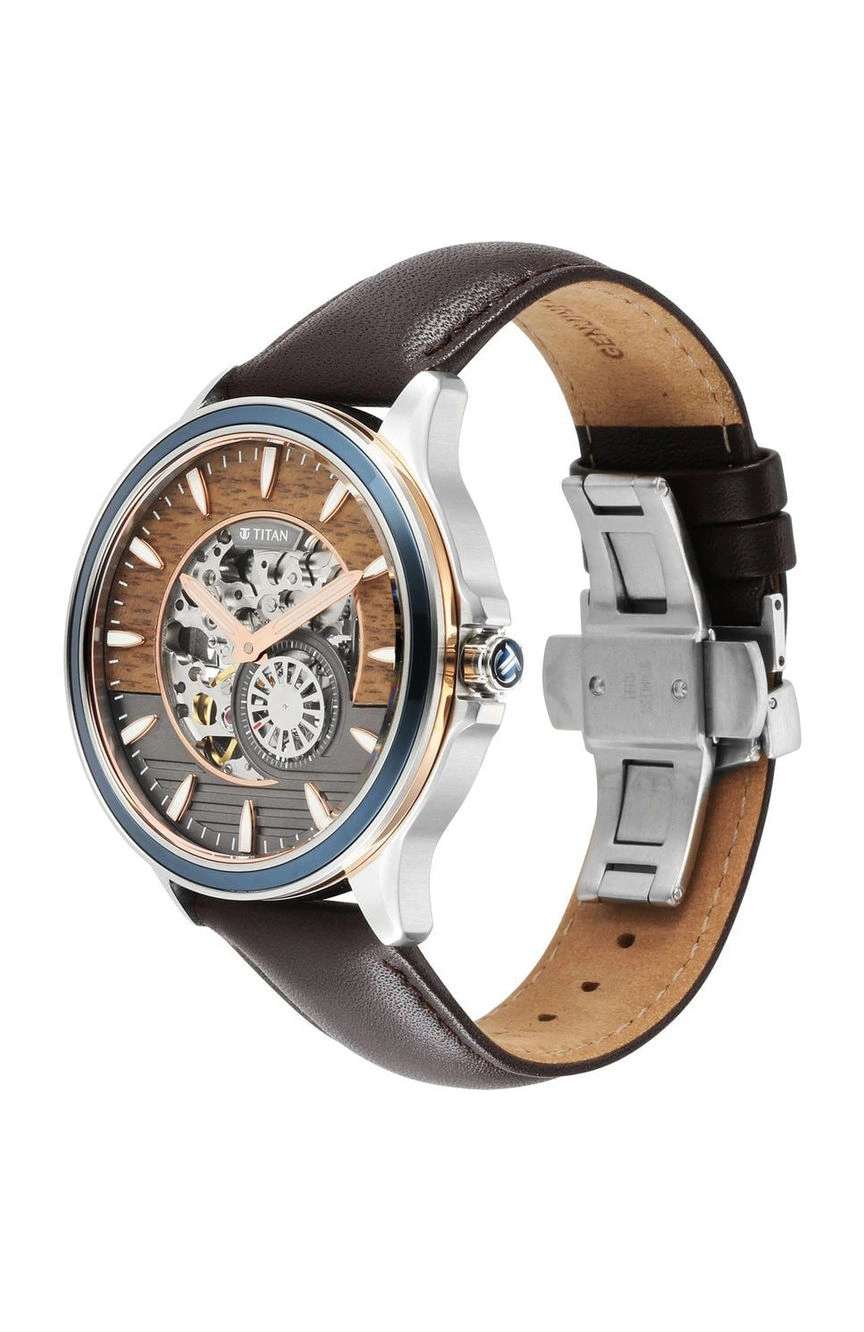 Titan Automatic Anthracite Dial Leather Strap Watch for Men