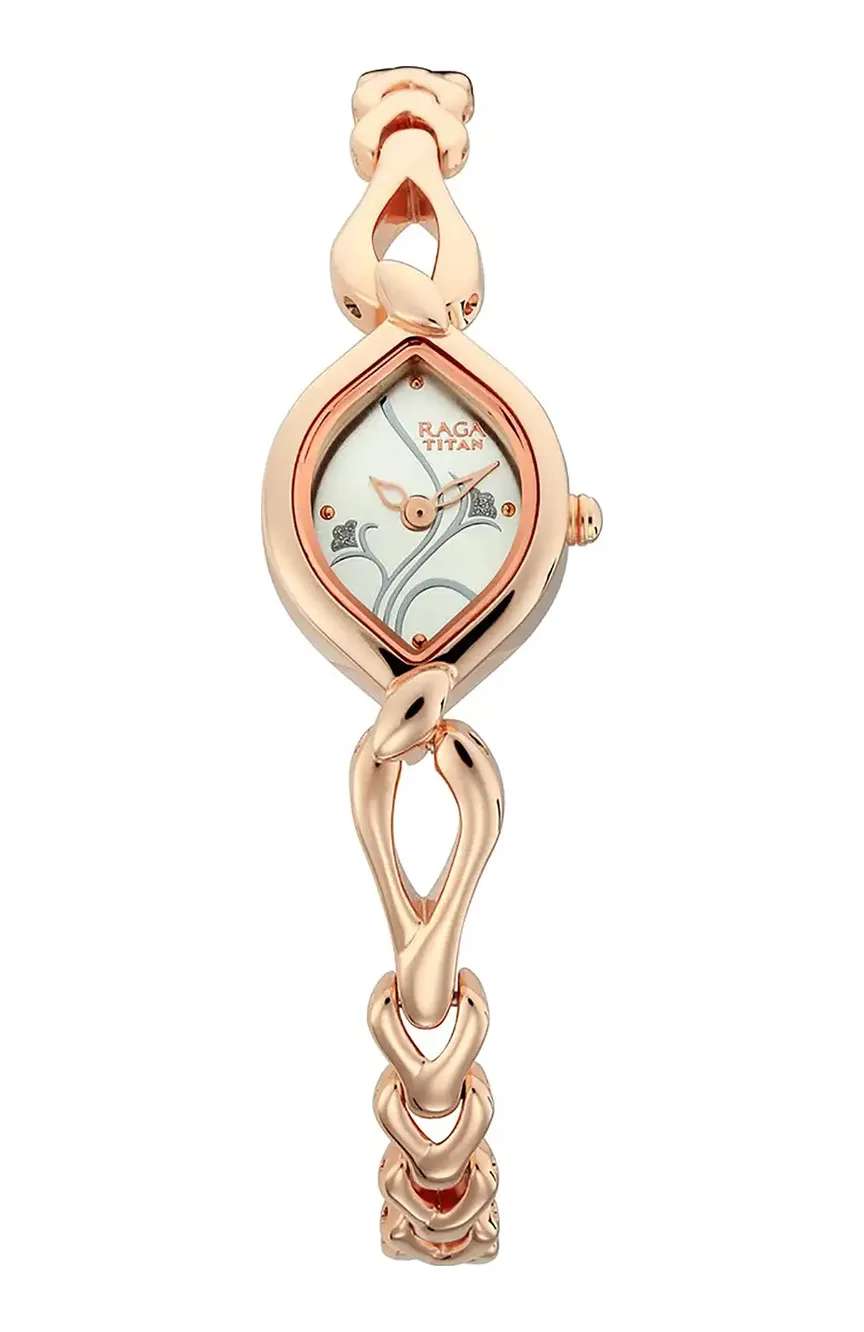 Titan Quartz Analog Silver Dial Metal Strap Watch for Women