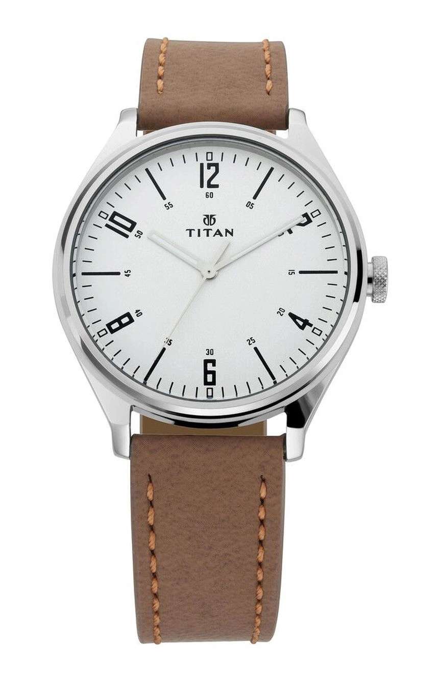 Titan Men's Urban Edge Lustrous Silver Dial Leather Watch