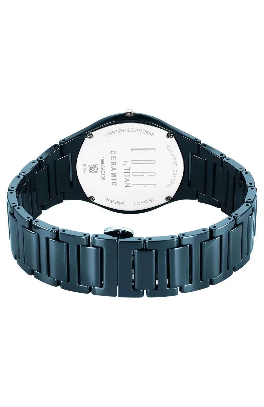 Titan Edge Ceramic Quartz in Atlantic Blue Dial with Diamonds Watch for Men