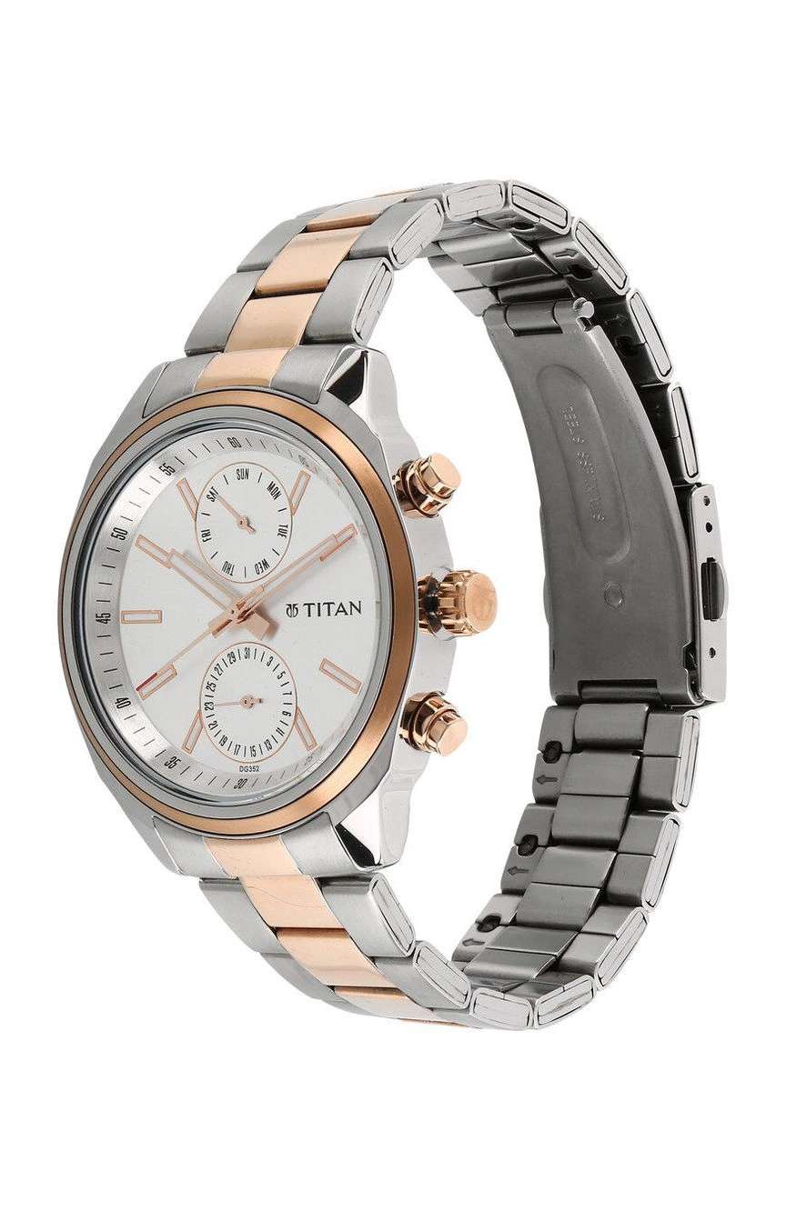 Titan Bandhan White Dial Quartz Multifunction Stainless Steel Strap watch for Couple