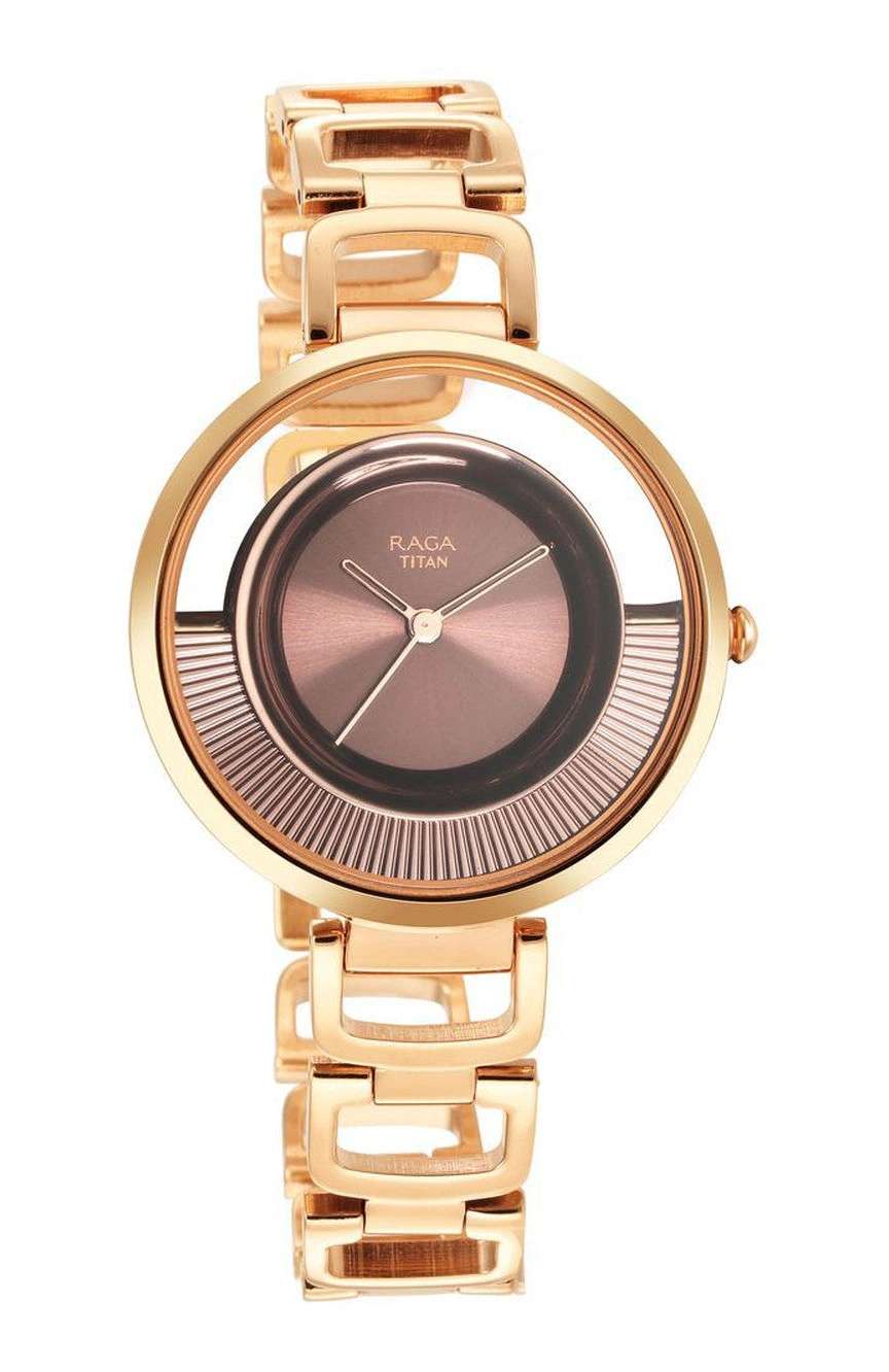 Titan Raga Moments of Joy Brown Dial Analog Metal Strap Watch for Women