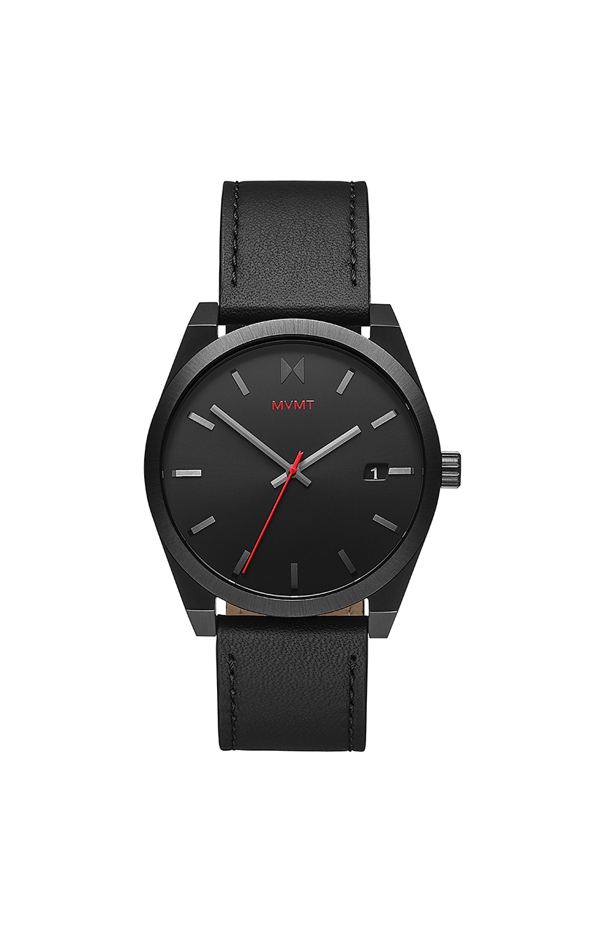 Mvmt black leather online watch