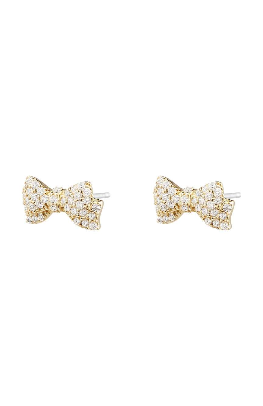 Numbering Ribbon Pave Stud Earrings