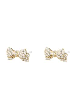 Numbering Ribbon Pave Stud Earrings