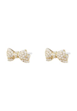 Numbering Ribbon Pave Stud Earrings