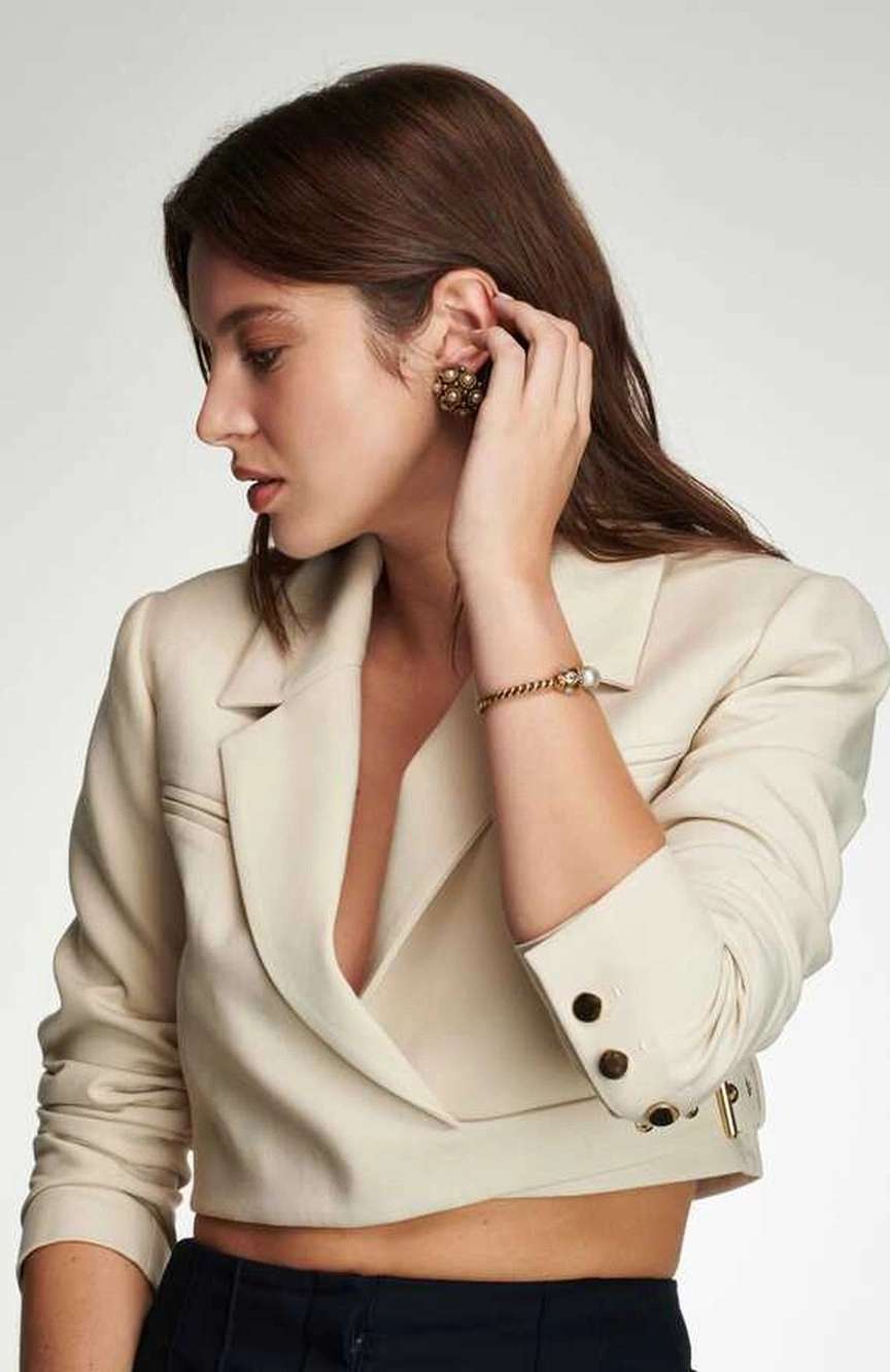 مون ريف Pearl Gold Plated Cuff Bracelet