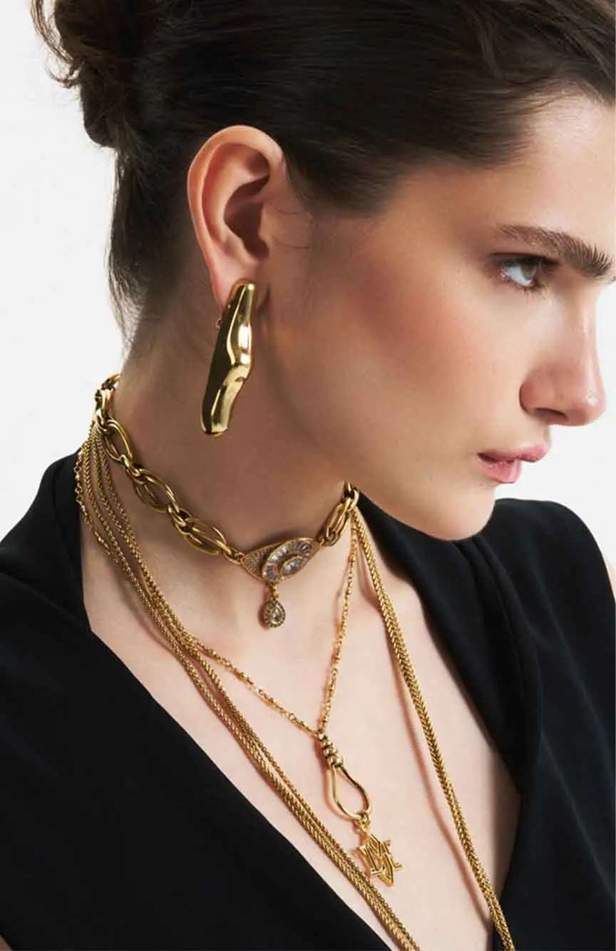 Mon Reve Protector Zircon Eye Charm Chain Necklace