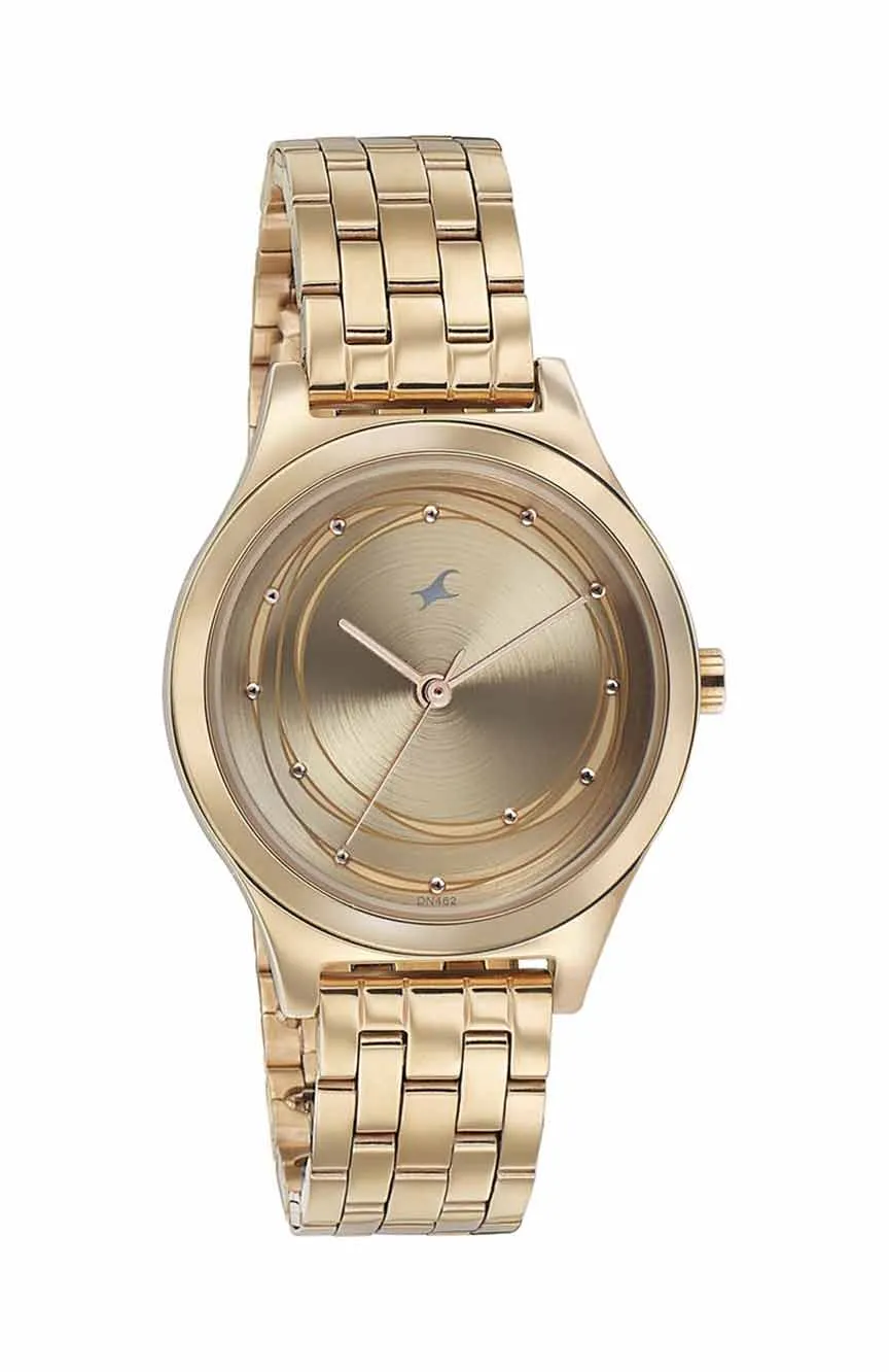 

Titan | Fastrack Style Up Golden Dial Stainless Steel Strap Watch for Girls