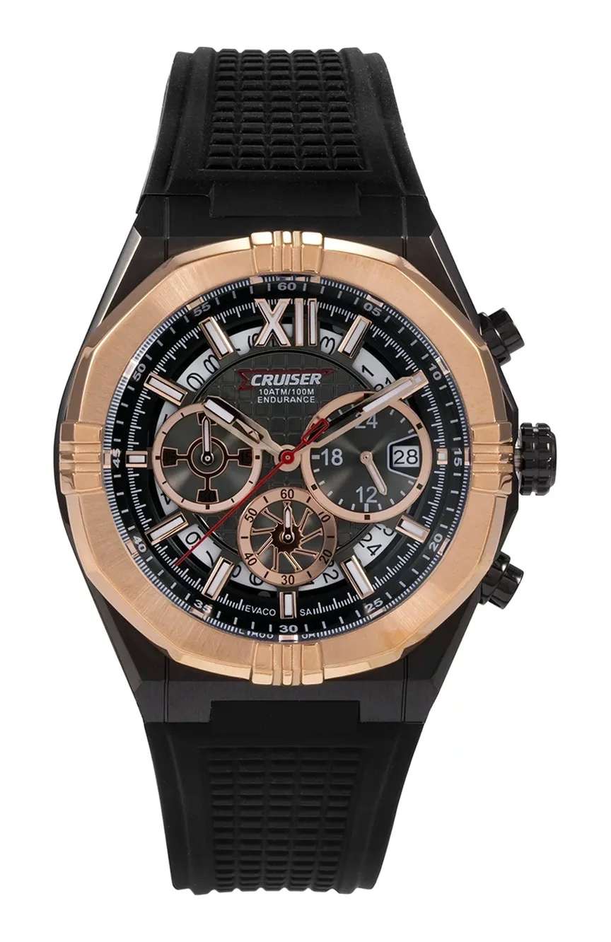 كروزر Gents Black Silicon Strap watch