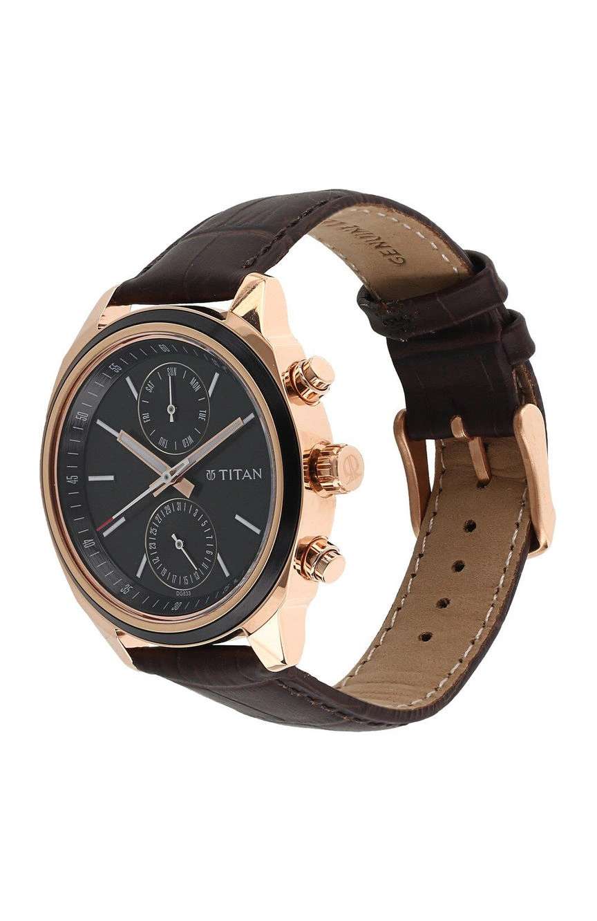 Titan Quartz Multifunction Blue Dial Leather Strap Watch for Men