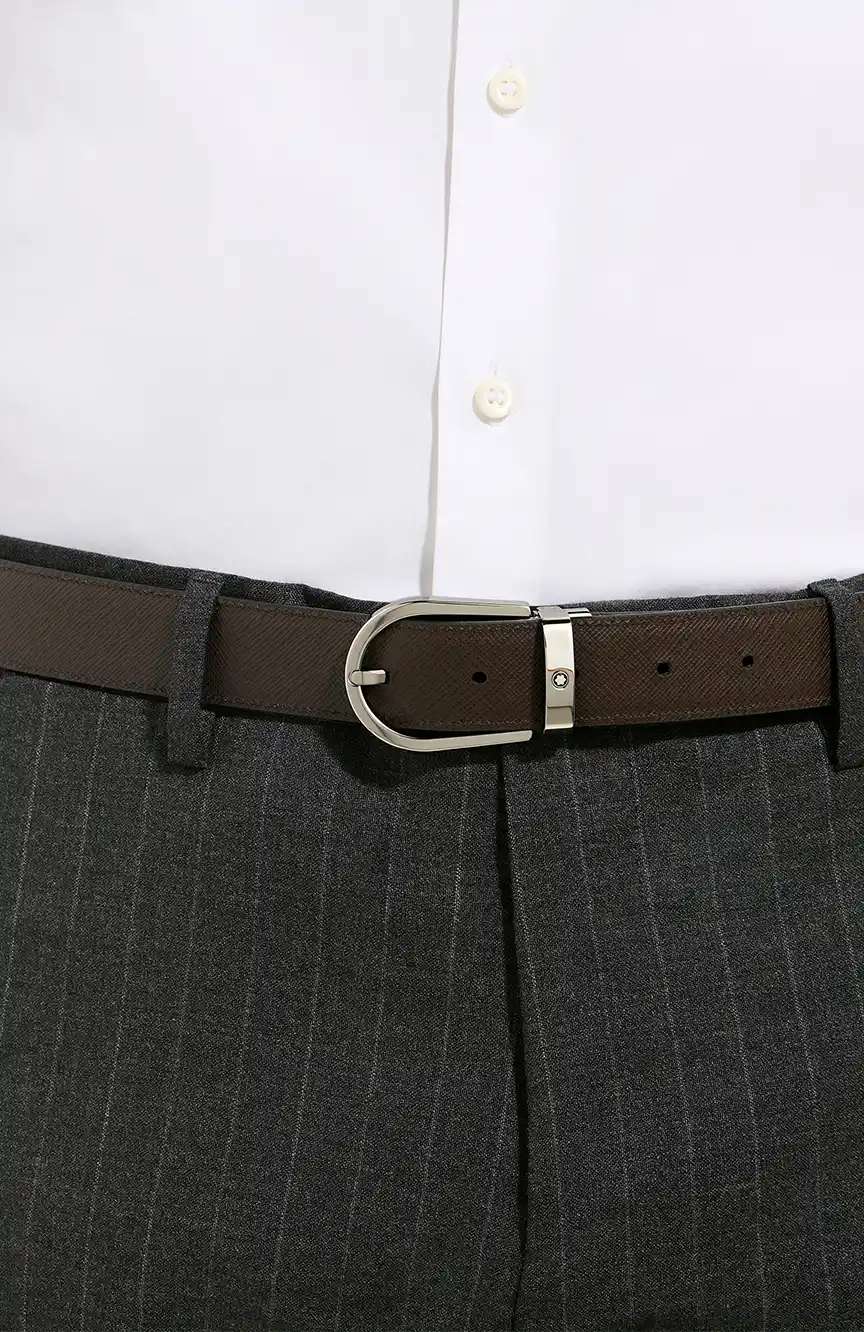 Montblanc Horseshoe 30 mm Reversible Belt in Sartorial Leather