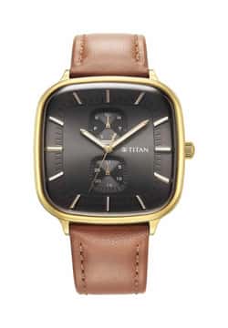 Titan Avant Garde Anthracite Dial Quartz Multifunction Leather Strap watch for Men