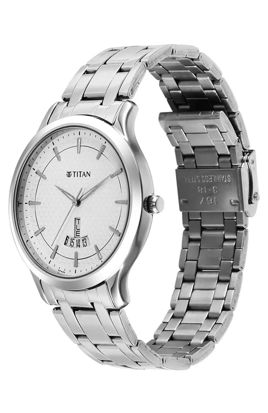 Titan Karishma Watch Silver Metal Strap with Silver Dial for Men