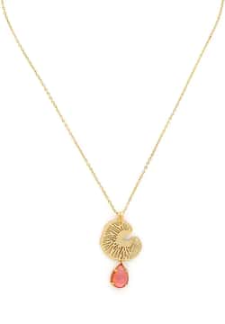 Ori Tao Water Lily pink drop gold necklace