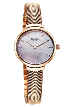 Titan Raga Viva Glam Pink Dial Stainless Steel Analogue Wrist Watch for Women