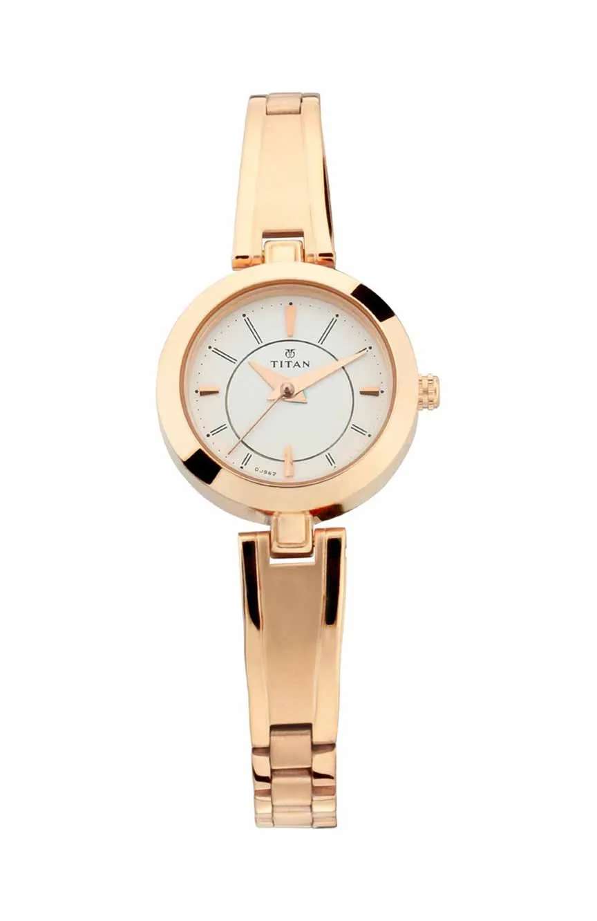 Titan Quartz Analog Silver Dial Metal Strap Watch for Women