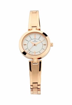 Titan Quartz Analog Silver Dial Metal Strap Watch for Women