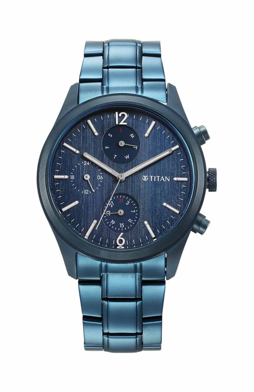 

Titan | Titan Neo Splash Blue Dial Quartz Multifunction Stainless Steel Strap Watch for Men