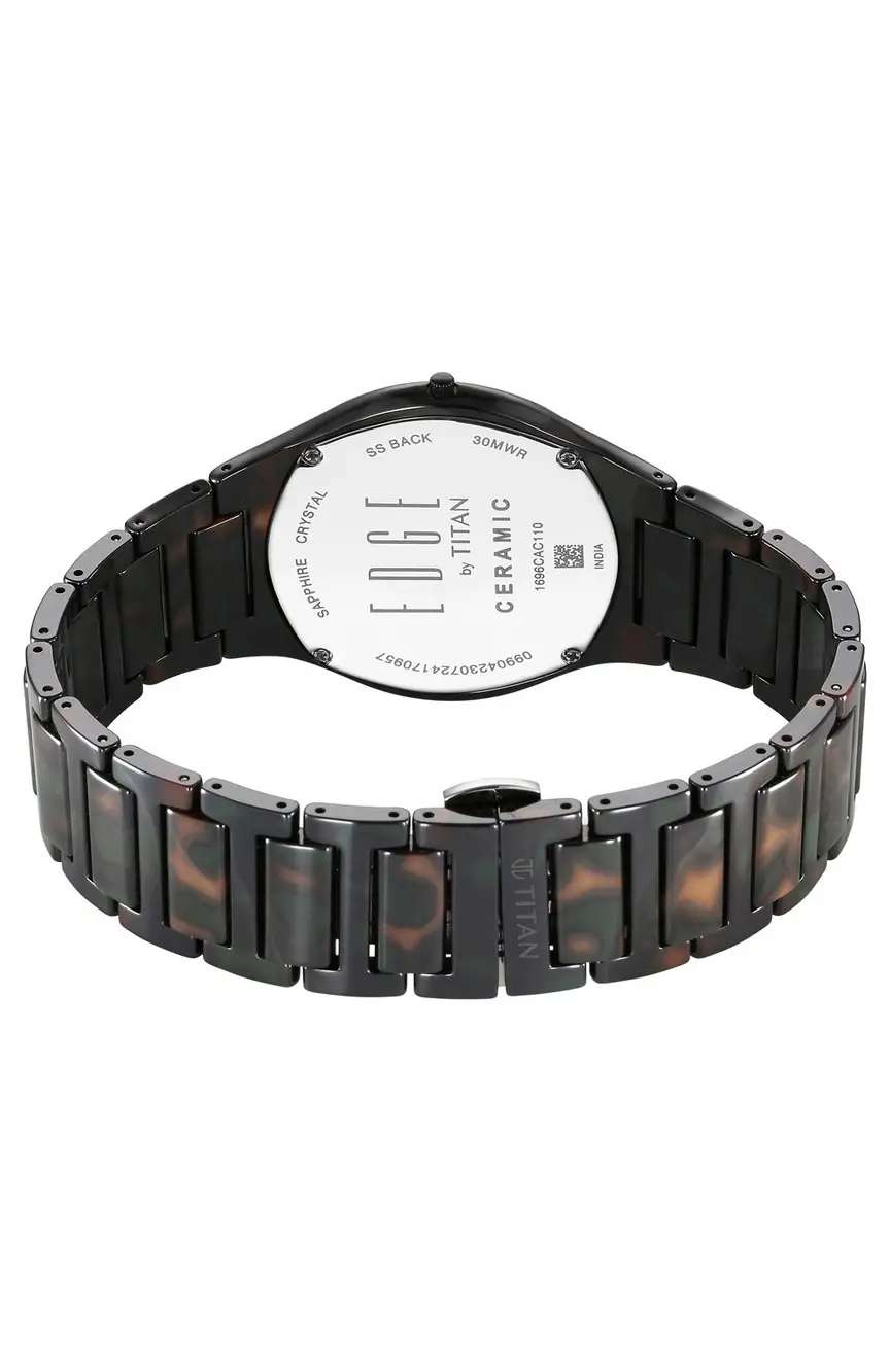 Titan Edge Ceramic Camo Quartz Analog Green Dial Ceramic Strap Watch For Men