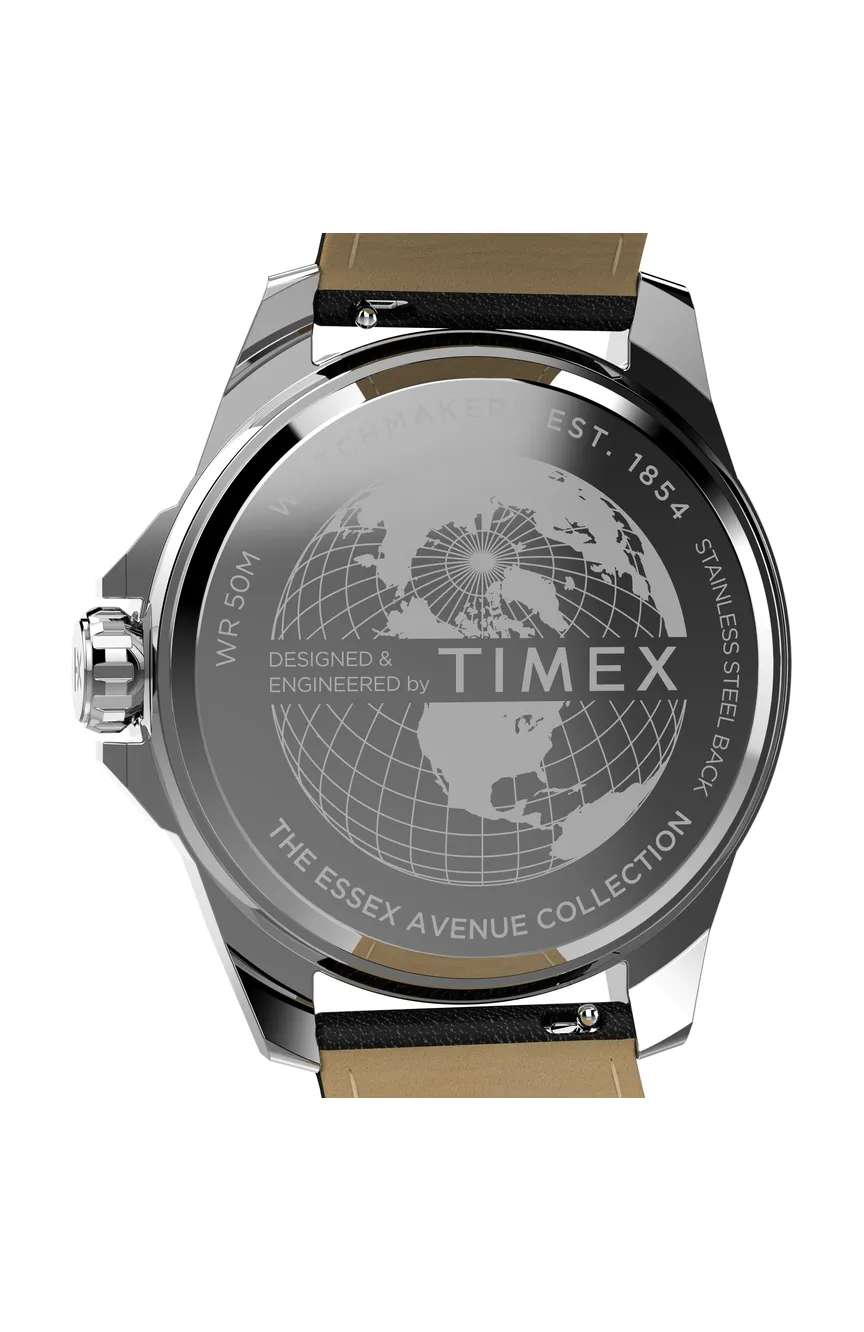 Timex Essex 46mm Leather Strap Watch