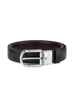 Montblanc حزام بإبزيم على شكل حدوة حصان دائري لامع ومطلي بالبلاديوم