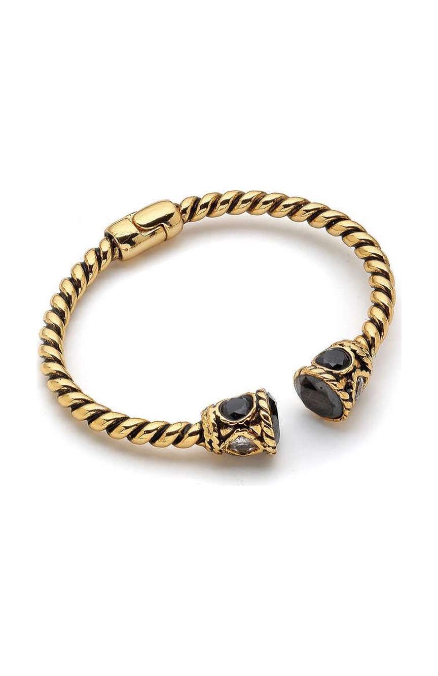مون ريف Black Zircon Gold Cuff Bracelet