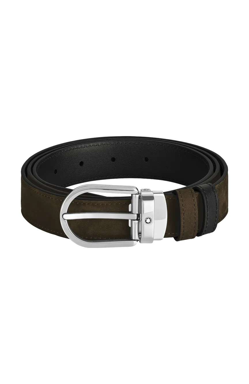 Montblanc Horseshoe 30 mm Reversible Belt in Suede Leather