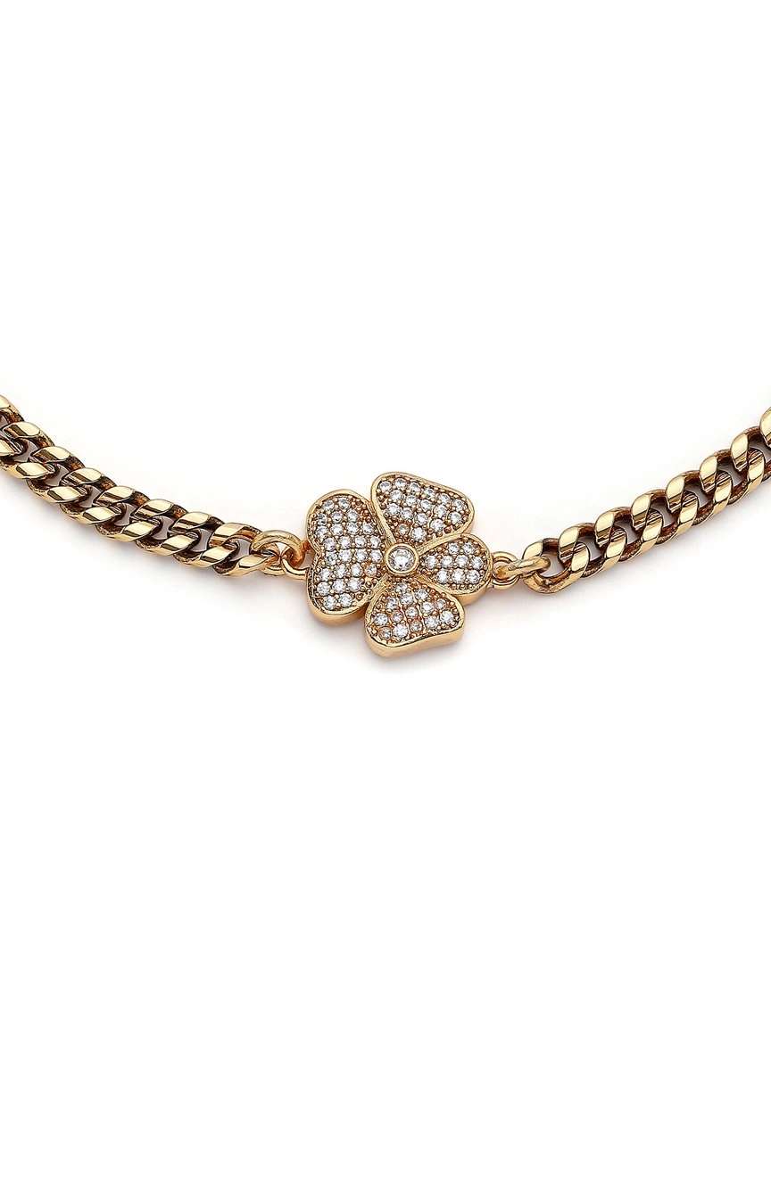 مون ريف Gold Plated Brass and Zircon Necklace