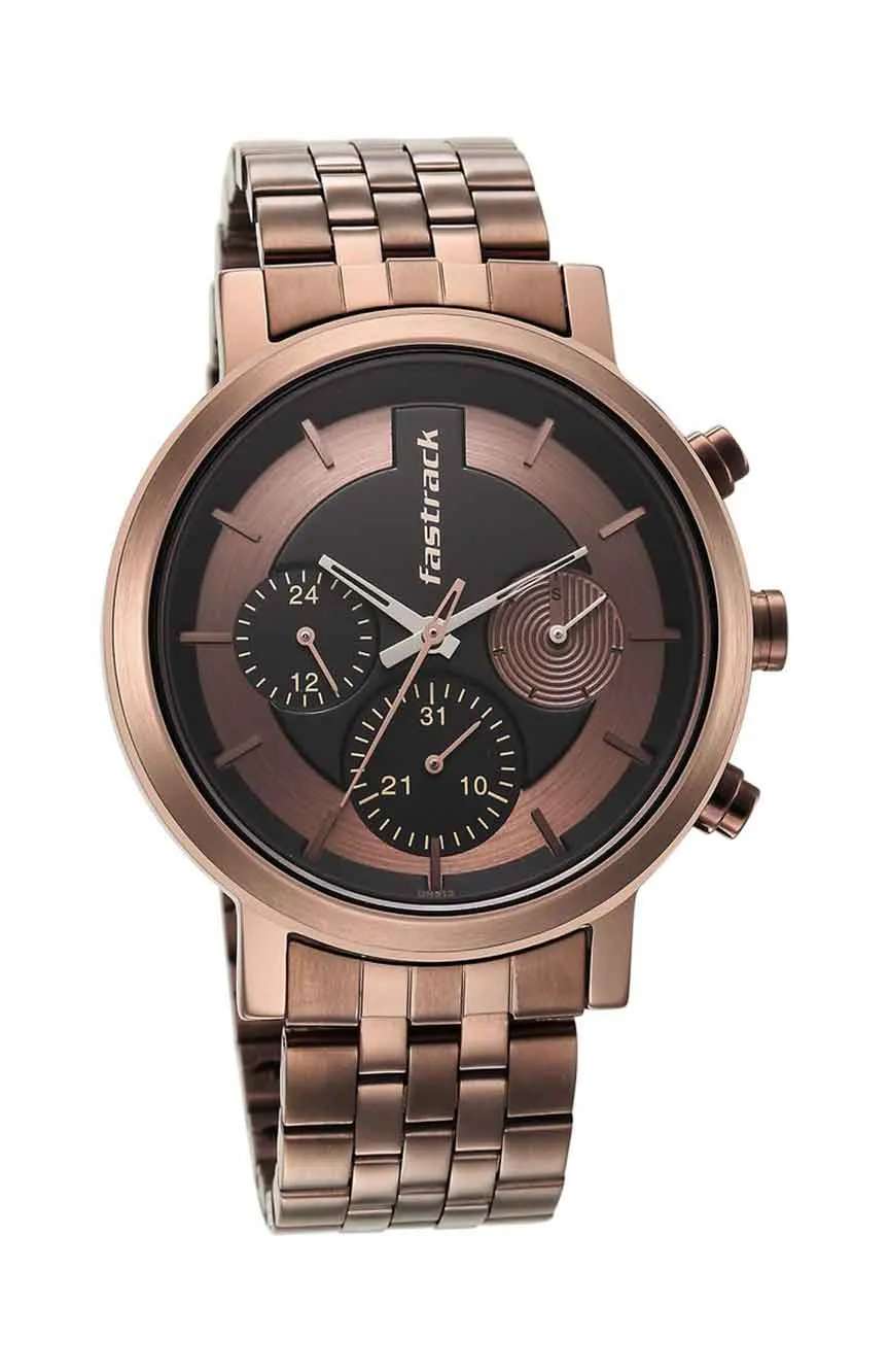 Titan Fastrack Tick Tock Brown Dial Watch for Guys