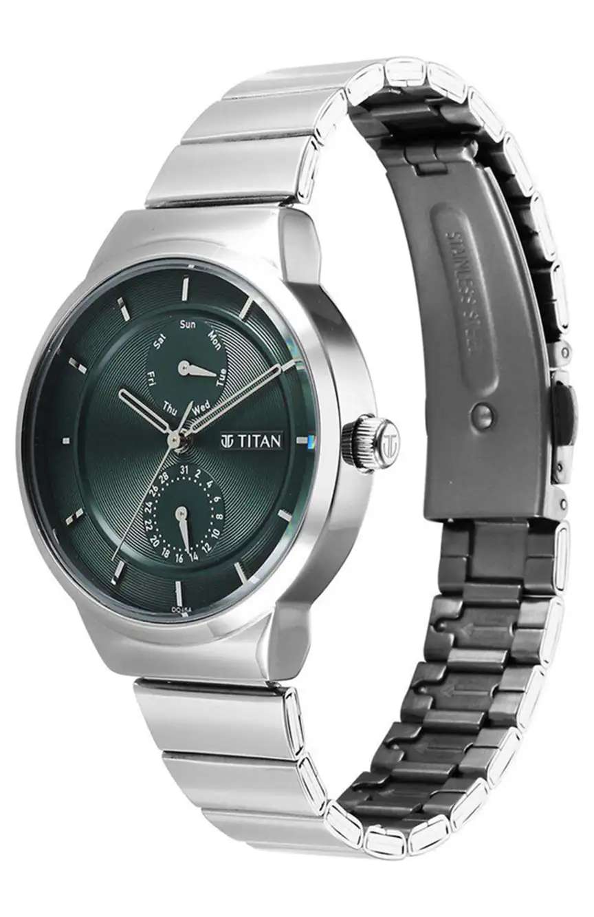 Titan Neo Multifunction Green Dial Silver Color Stainless Steel Strap Watch For Women