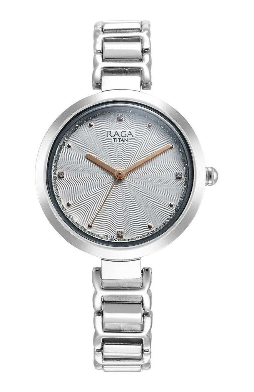 Titan Raga Memoirs Quartz Analog Silver Dial With Silver Color Metal Strap Watch For Women