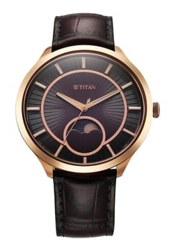 Titan ساعة تيتان بميناء صغير للشمس والقمر باللون الأرجواني - إصدار ستيلار