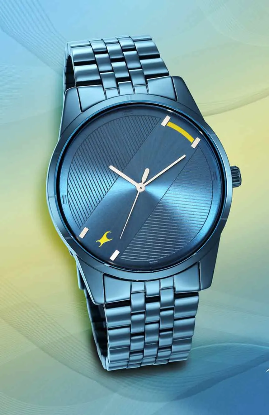 

Titan | Fastrack Stunners Quartz Analog Blue Dial Metal Strap Watch for Guys