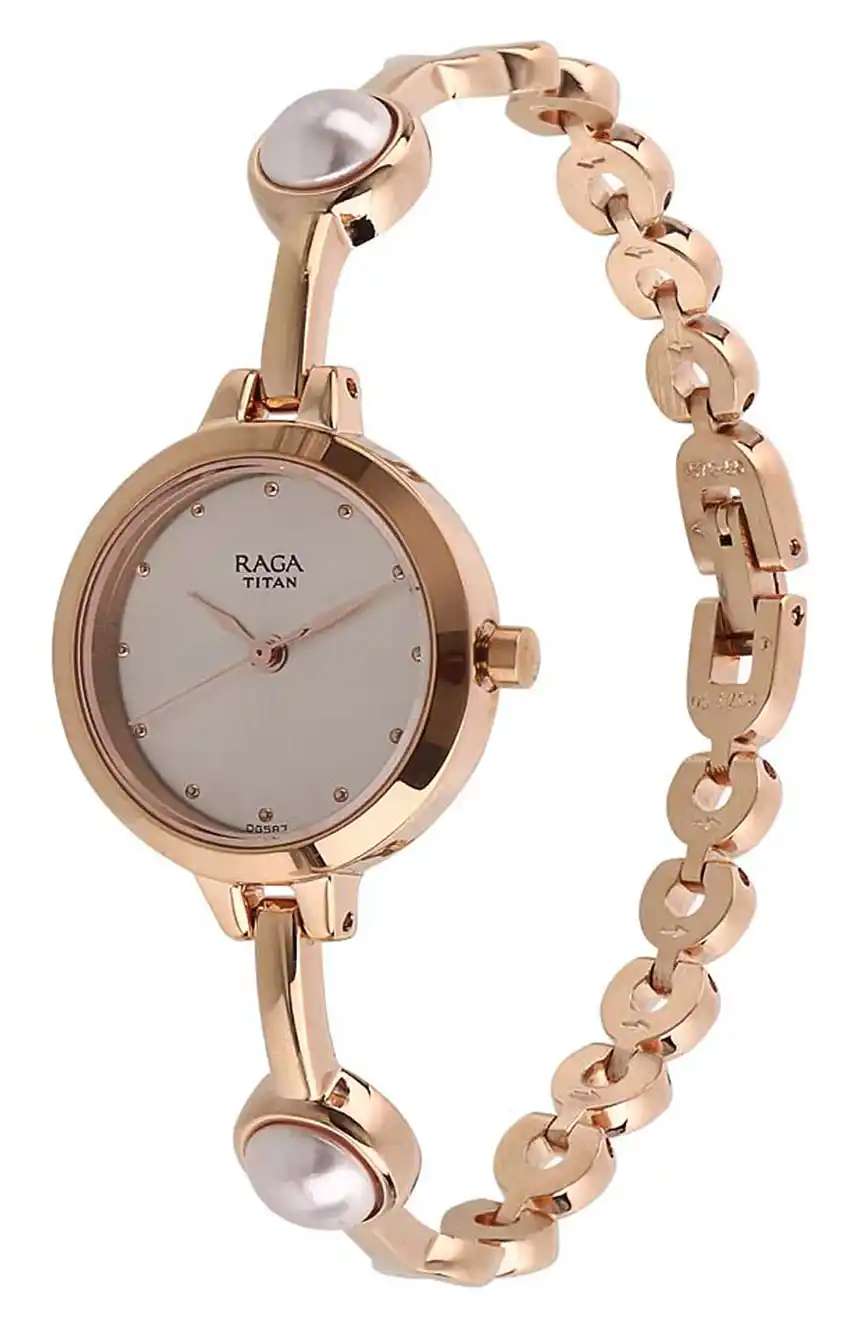 تيتان Quartz Analog Grey Dial Metal Strap Watch for Women