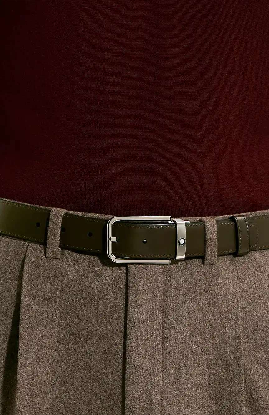 Montblanc 30 mm Reversible Belt in Meisterstuck Leather with Rectangular Buckle