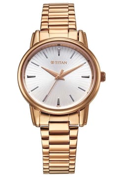 Titan Karishma Quartz Analog Silver Dial Rose Gold Stainless Steel Strap Watch For Women